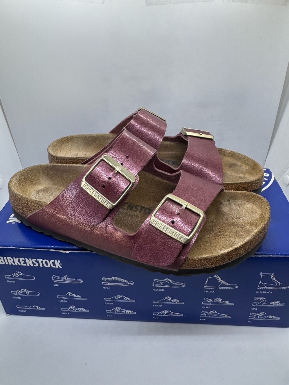 Birkenstock Unisex Arizona Birko-Flor Berry Crush Sandals Narrow EU 38 US M5 L7 - Picture 3 of 12